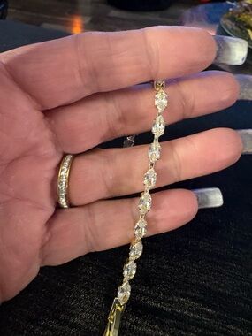 Tennis Bracelet- Silver Tone Alloy Finish 7 in plus and extension of an inch can
